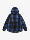 Thesupermade Plaid Brushed Cardigan Hooded Shirt 