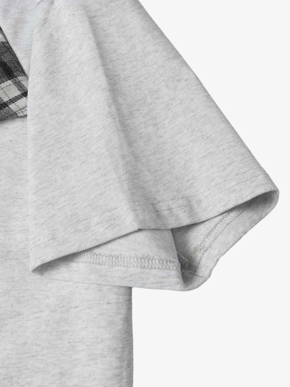 Plaid Scarf Crew Neck T-Shirt 