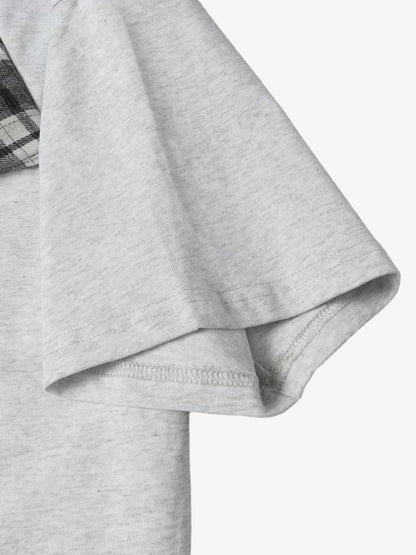 Plaid Scarf Crew Neck T-Shirt 