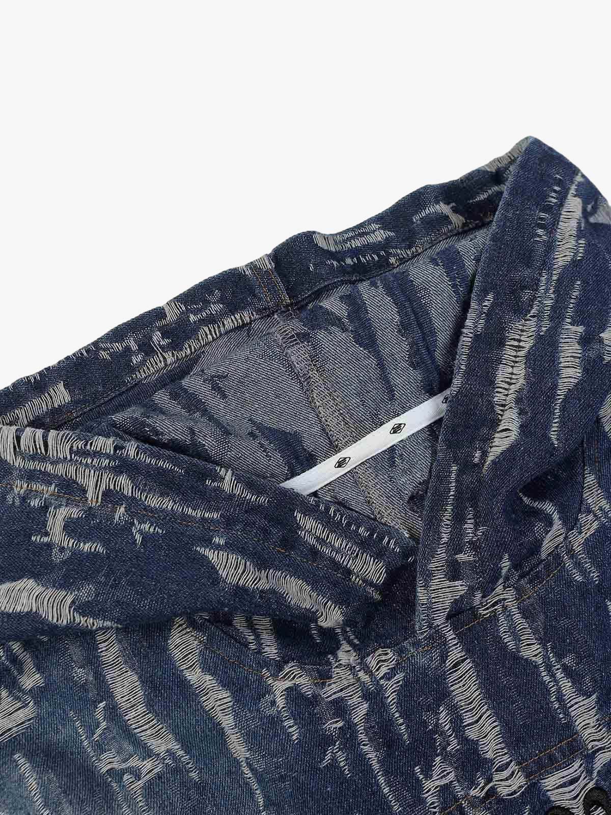 Thesupermade Embroidered Washed Denim Hoodie 