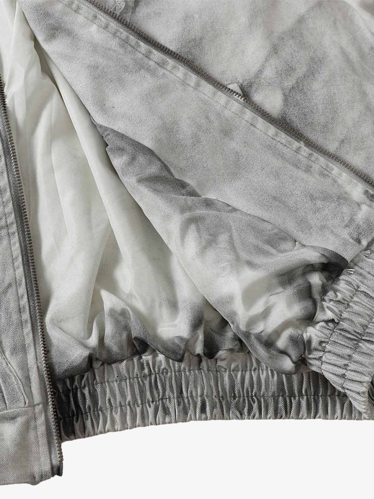 Thesupermade Washed Distressed Fur Hooded Jacket 