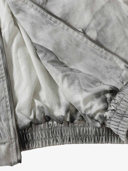 Thesupermade Washed Distressed Fur Hooded Jacket 