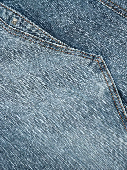 Washed Distressed Deconstructed Riveted Jorts 