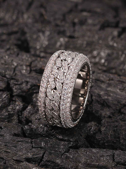 Thesupermade Full Diamond Spinnable Ring 