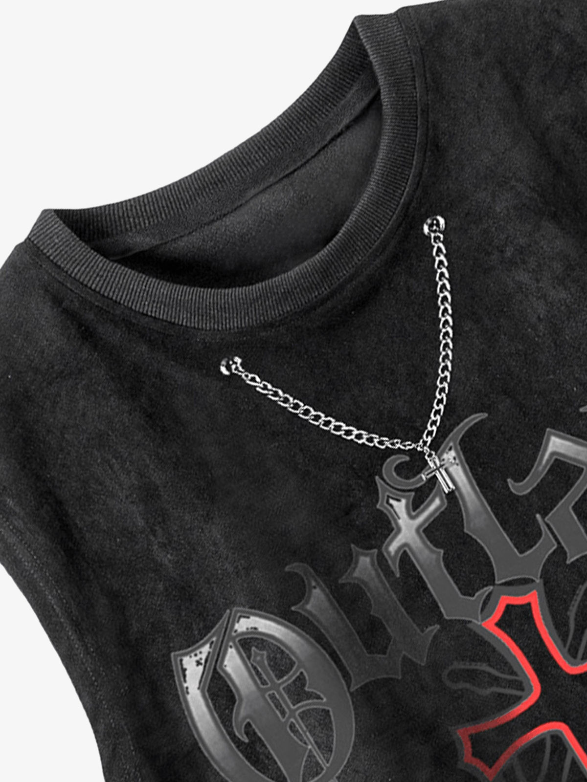 Thesupermade Cross Chain Suede Street Rap Sleeveless Vest 
