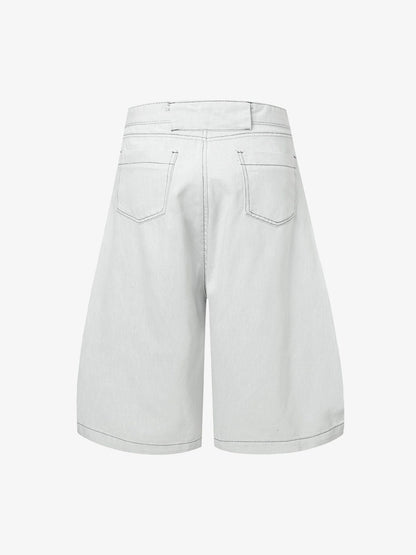 Deconstructed Split Contrast Stitching Scimitar Jorts 
