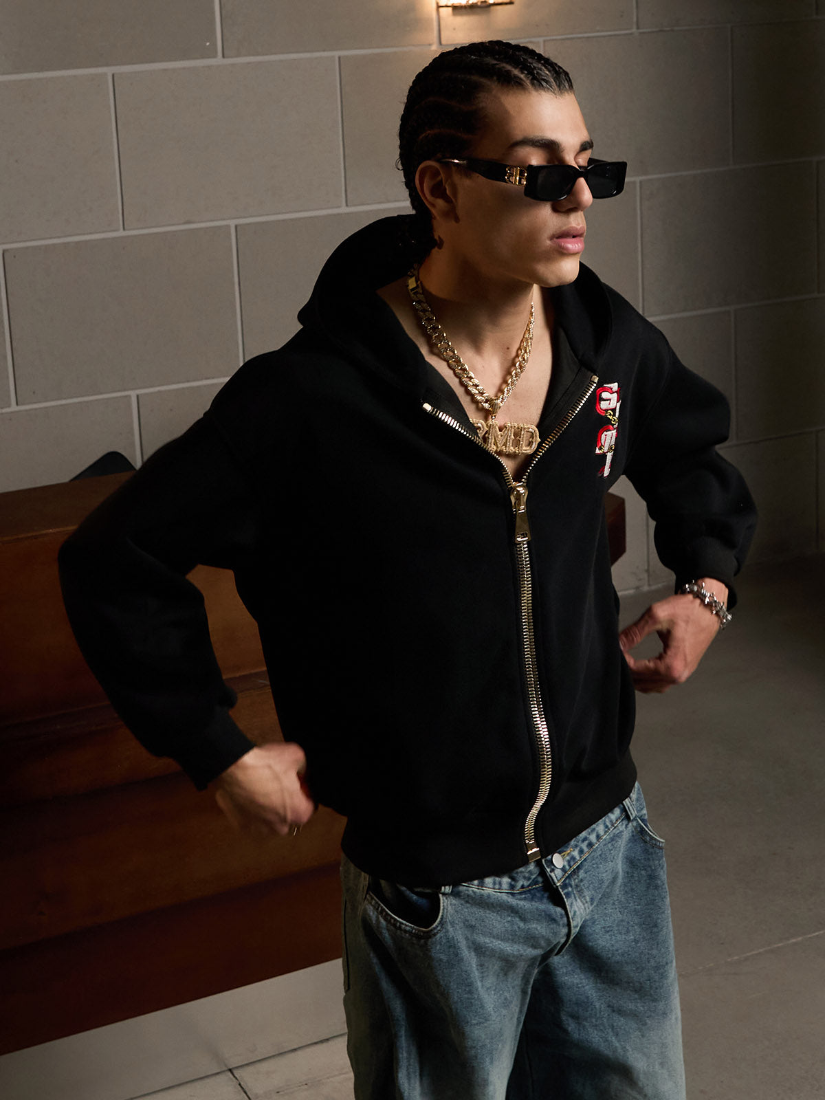 Original Embroidered Zip Up Hoodie 