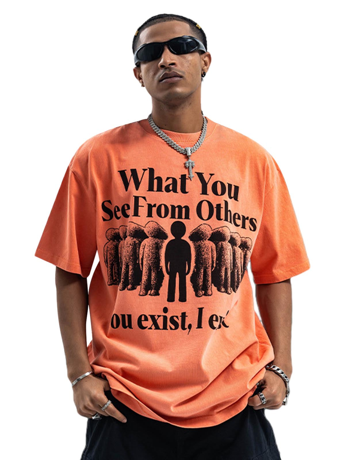 Street Retro Portrait Letter Print T-Shirt 