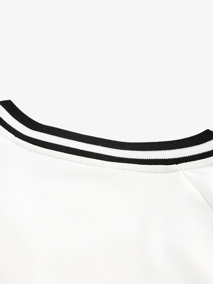 Jersey Contrast Color Stitching Long Sleeve T-shirt 