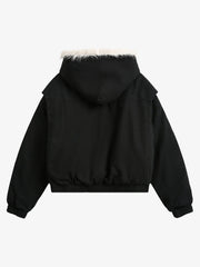 Spliced Fur Hooded Quilted Jacket - 2285 