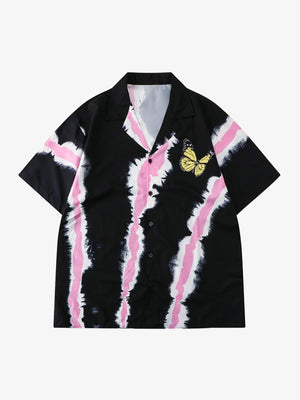 Street Print Butterfly Short Sleeve Shirt 