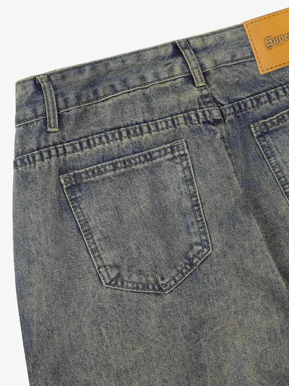 Thesupermade American Retro Contrast Washed Jeans 