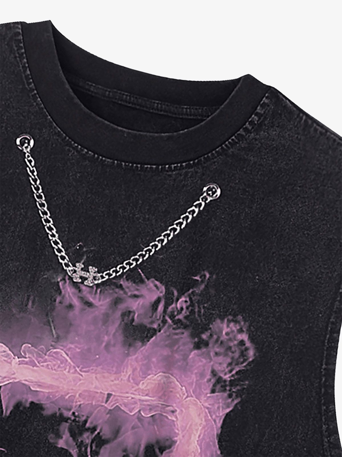 Thesupermade Retro Distressed Washed Smoke Printed Vest 