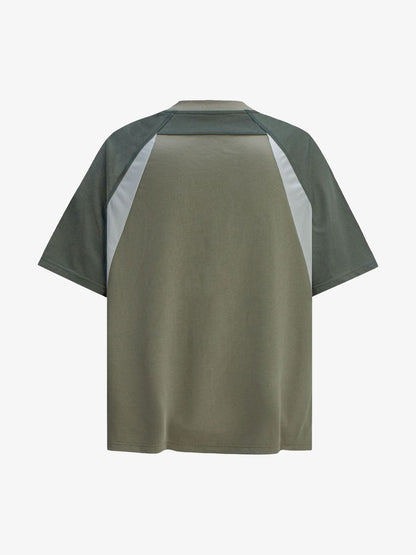 Quick-Dry Contrast Color Quarter Zip Up T-shirt 