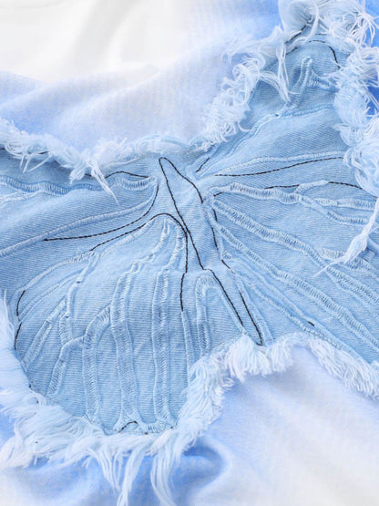 Butterfly Patch Embroidered Graphic T-Shirt 