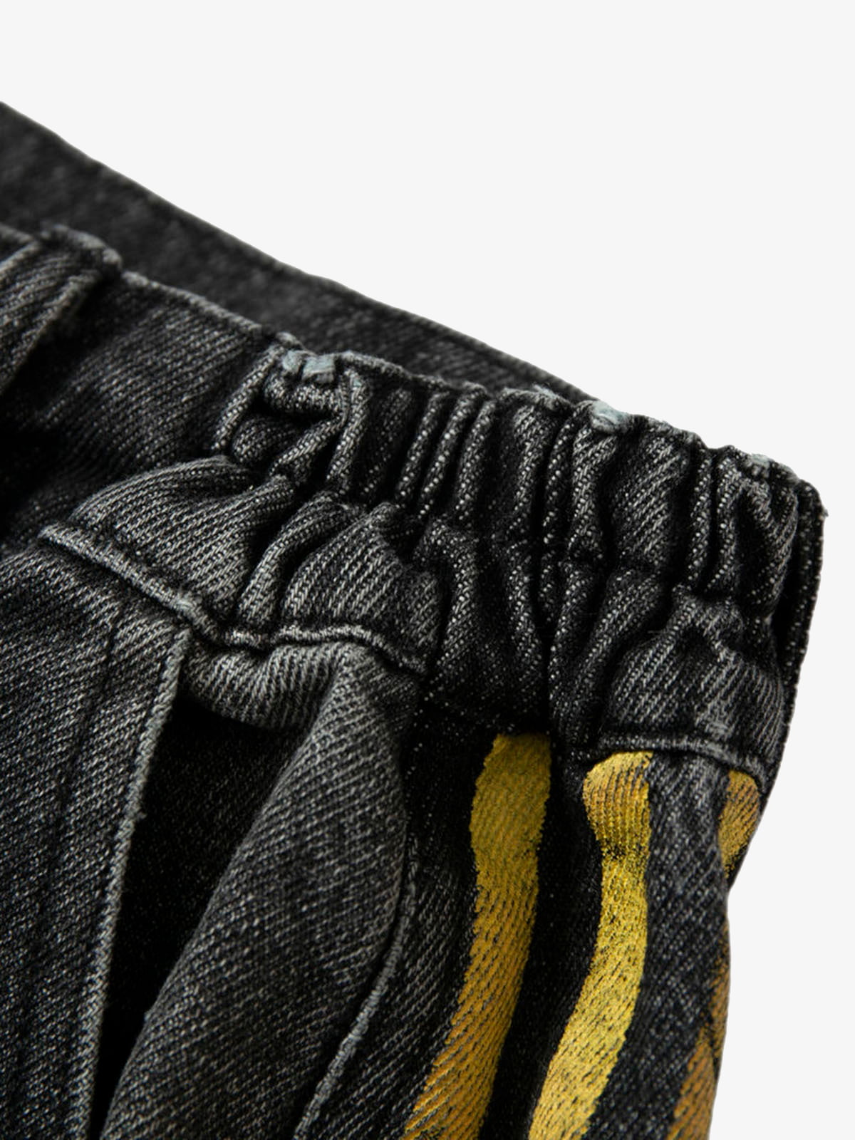 Distressed Striped Side Chain Patchwork Ripped Straight Jeans - 2391 