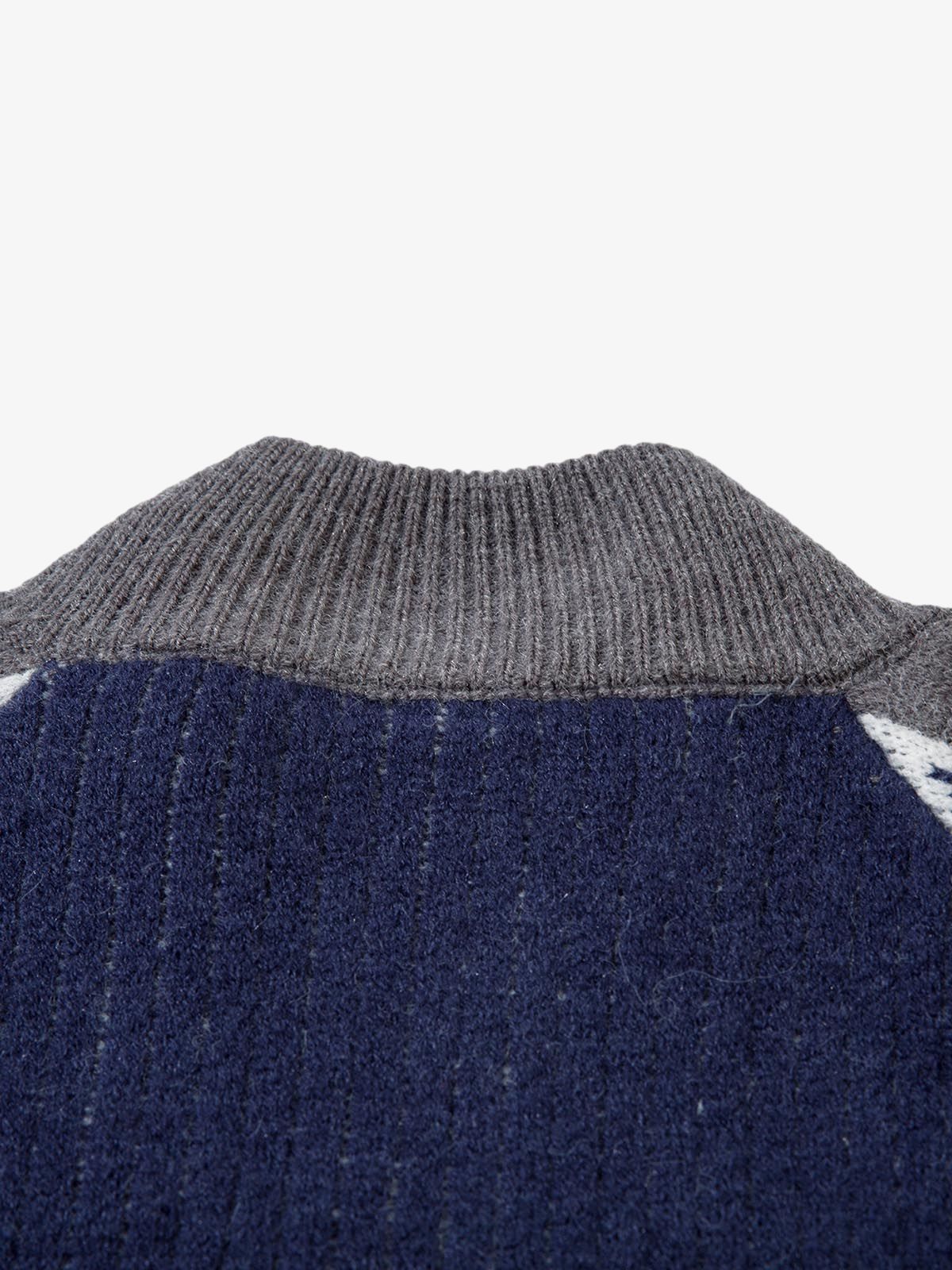 Retro Contrast Color Cardigan Knitted Sweater 