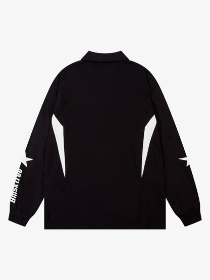 Thesupermade Star Contrast Color Long Sleeve Quarter Zipper Shirt 