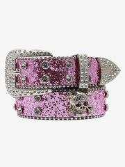Thesupermade Rhinestone Skull Belt - 1668 