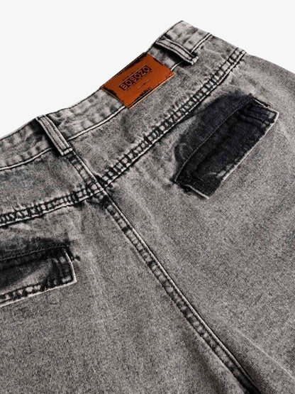 Thesupermade Washed Multi-pocket Cargo Jeans 