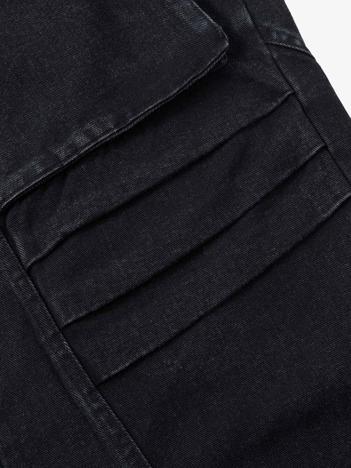Deconstructed Split Pleated Pocket Cargo Jeans 