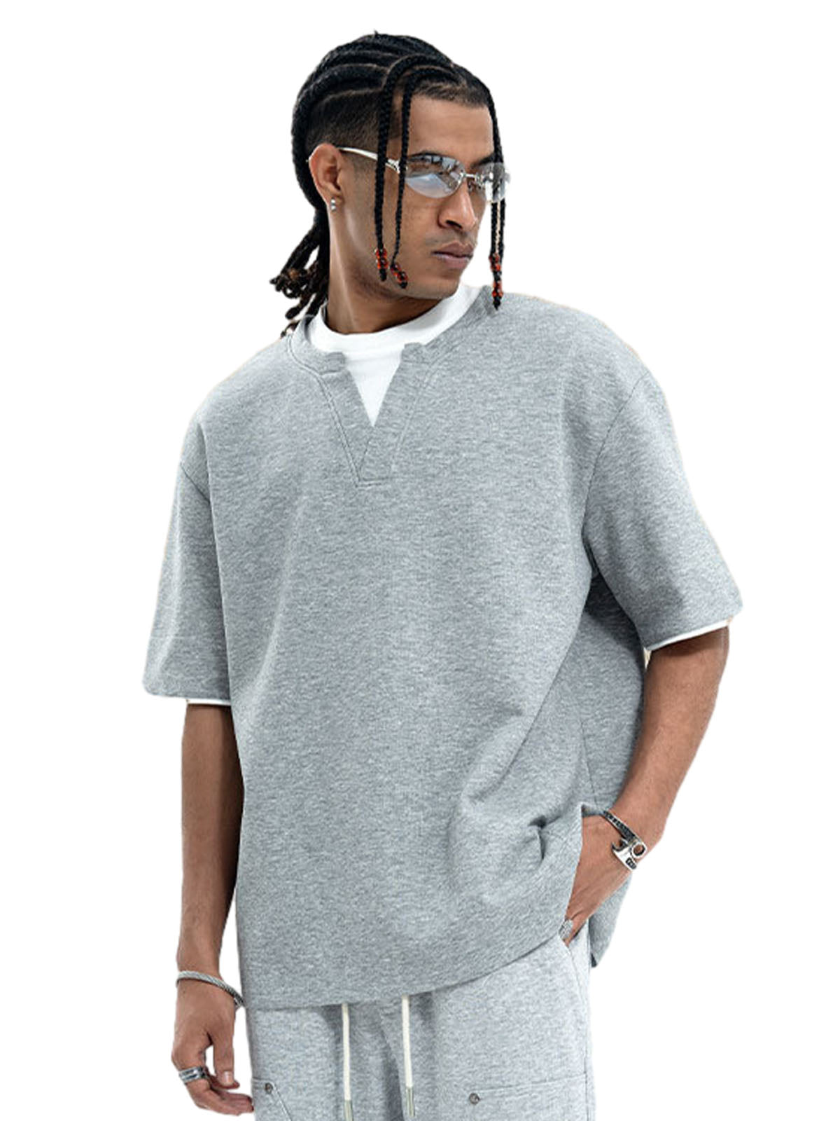 Cleanfit Faux Two-Piece Oversized T-Shirt 