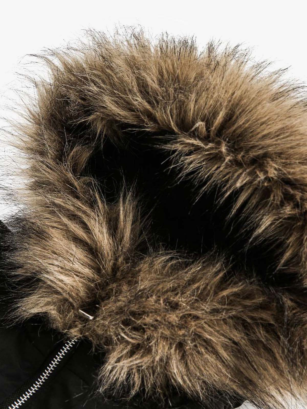 Embroidered Fur Hooded Quilted Jacket 