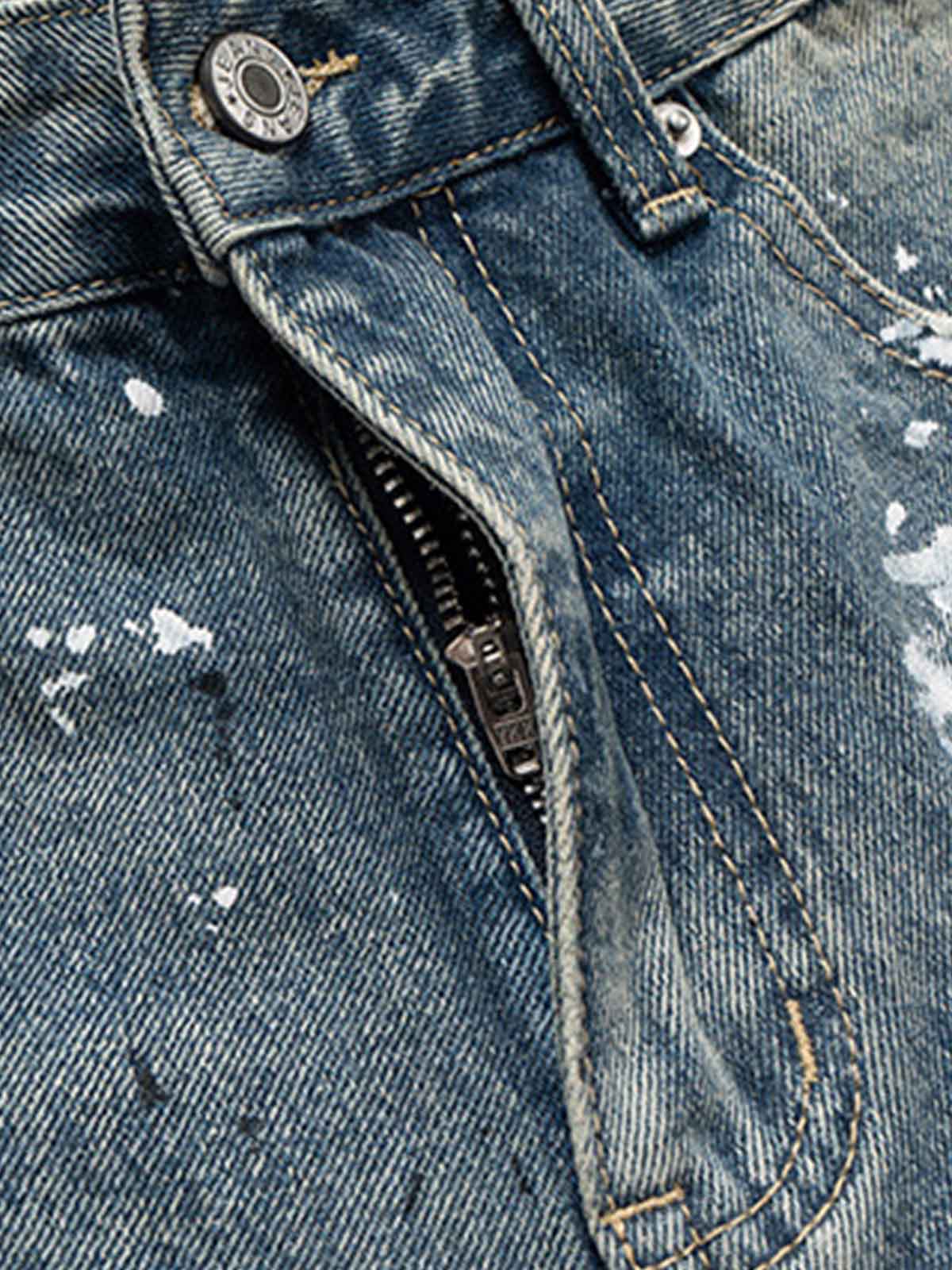 Ripped Hand-Painted Graffiti Ripped Jorts 