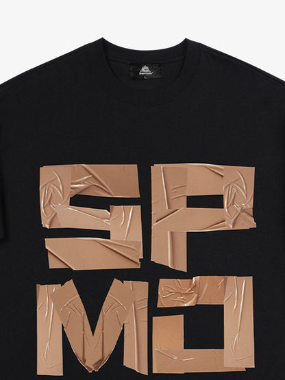 Original Tape Layered Letter Print T-shirt 