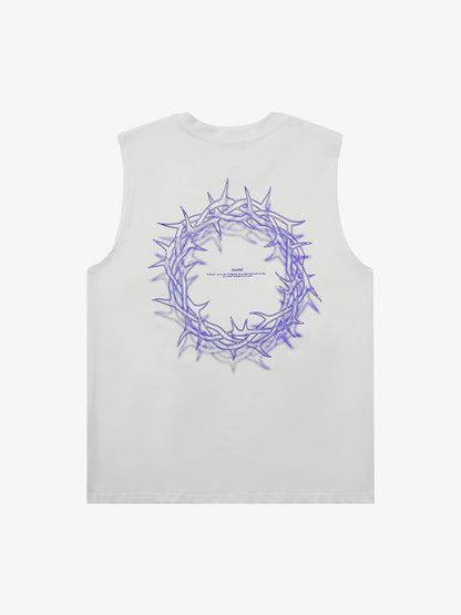 Thesupermade Thorn Ring Retro Font Street Rap Sleeveless Vest 