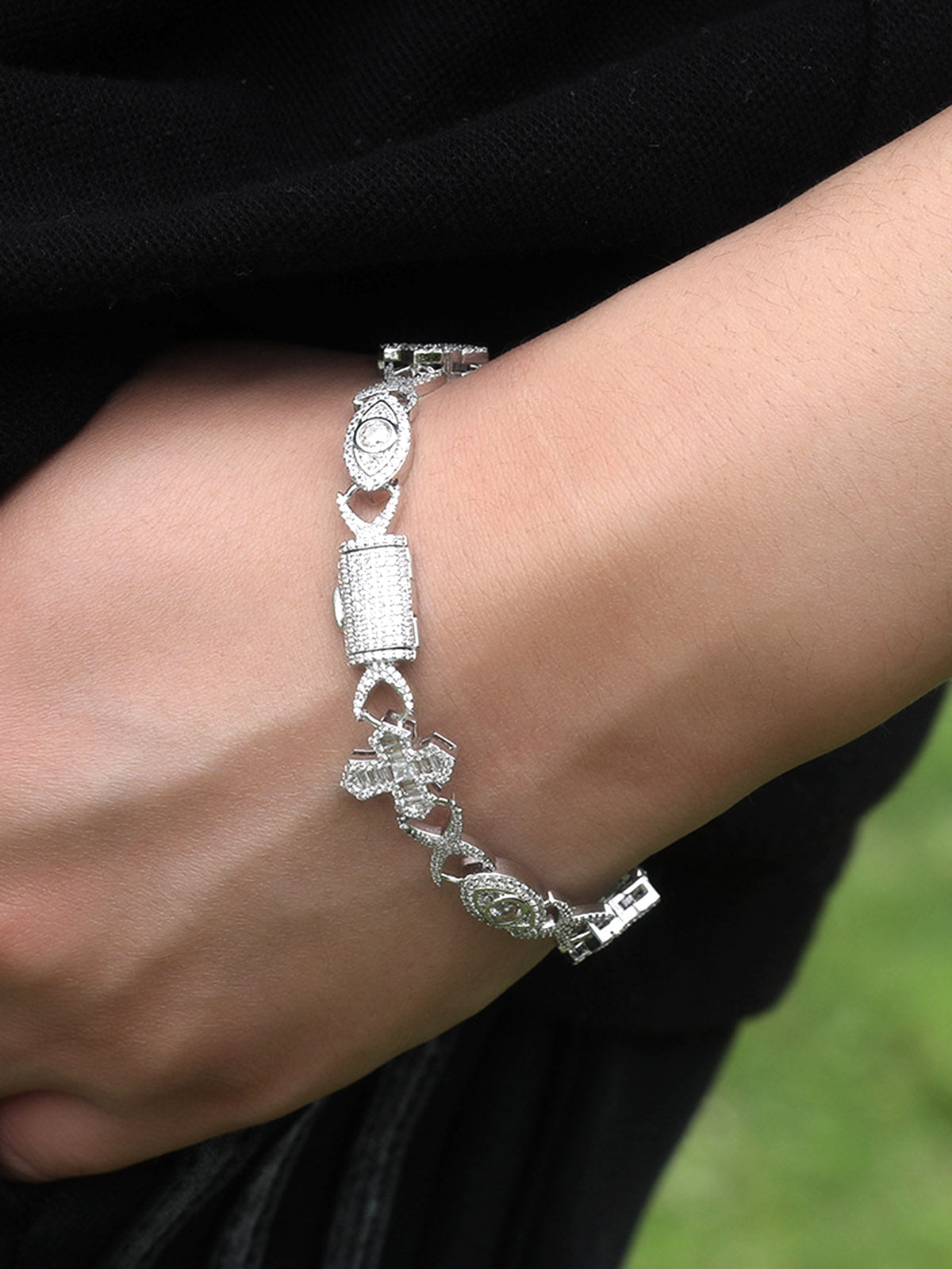 Evil Eye Copper Cross Bracelet 
