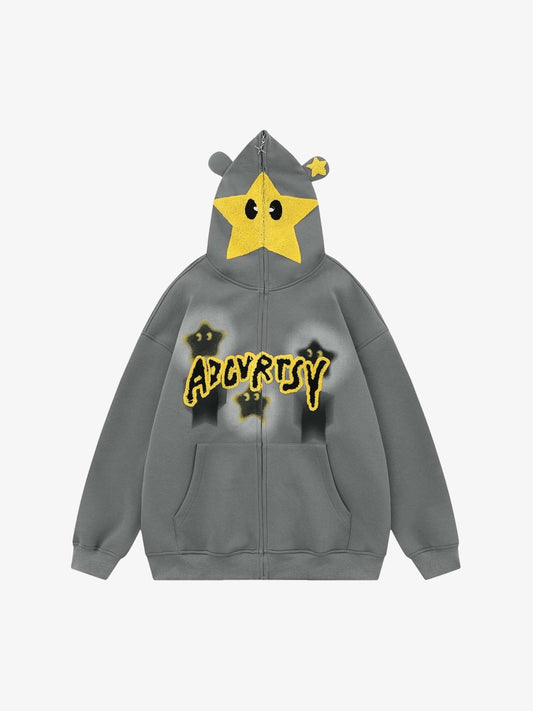 Thesupermade Star Embroidered Hooded Sweatshirt - 1843 