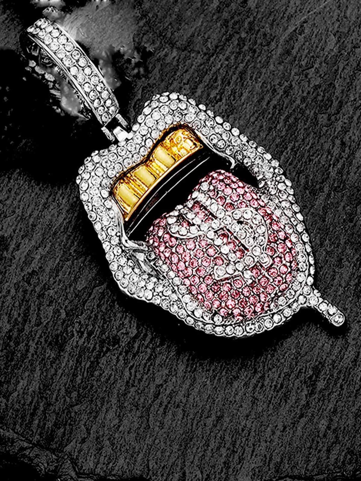 Thesupermade Hip Hop Diamond Tongue Cuban Necklace 