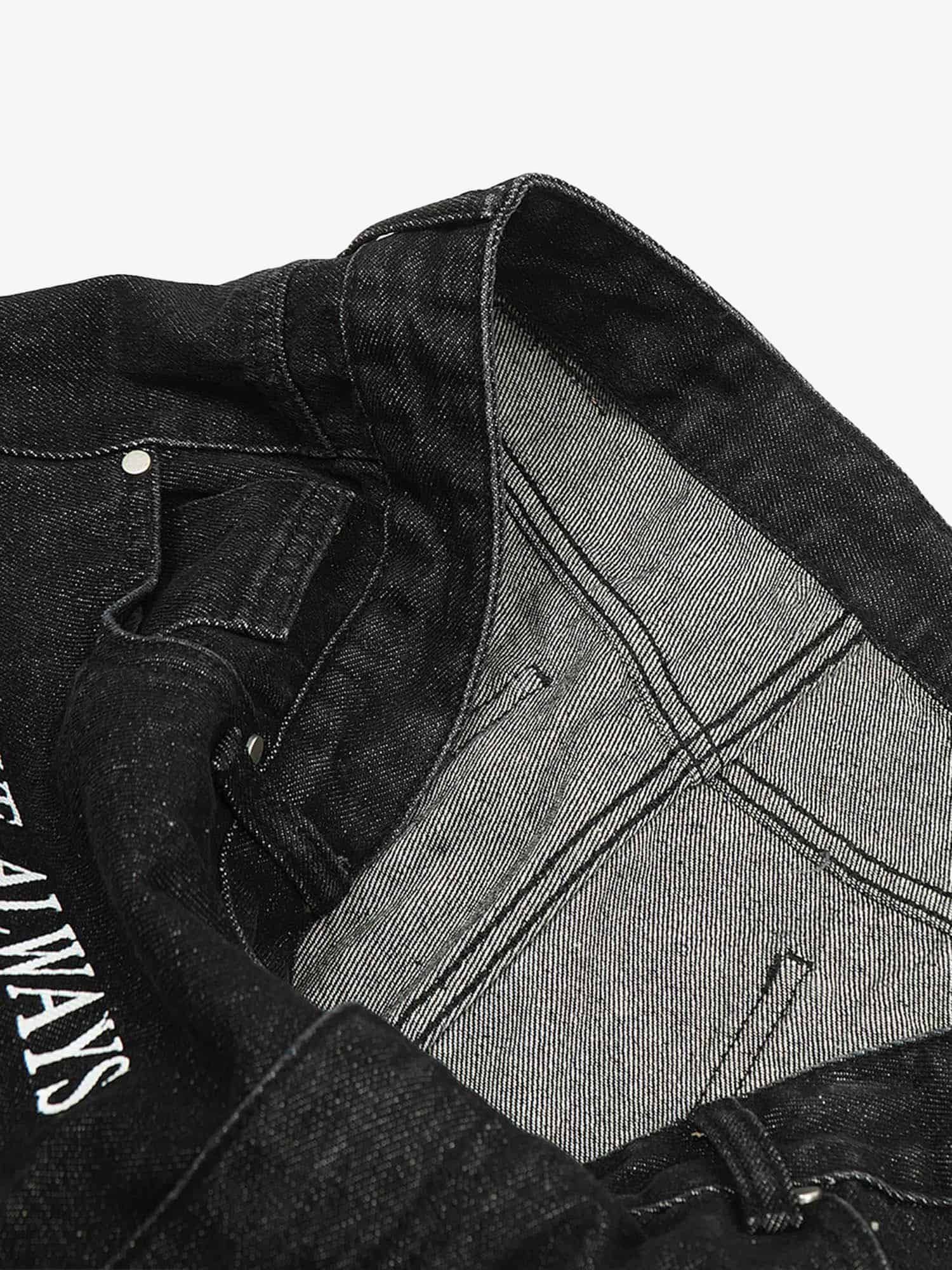 Thesupermade Letter Embroidery Hip-Hop Washed Jeans 