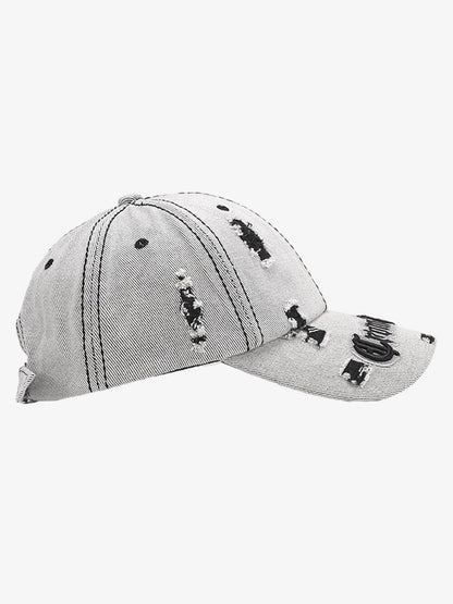 Distressed Letter Embroidery Baseball Cap 