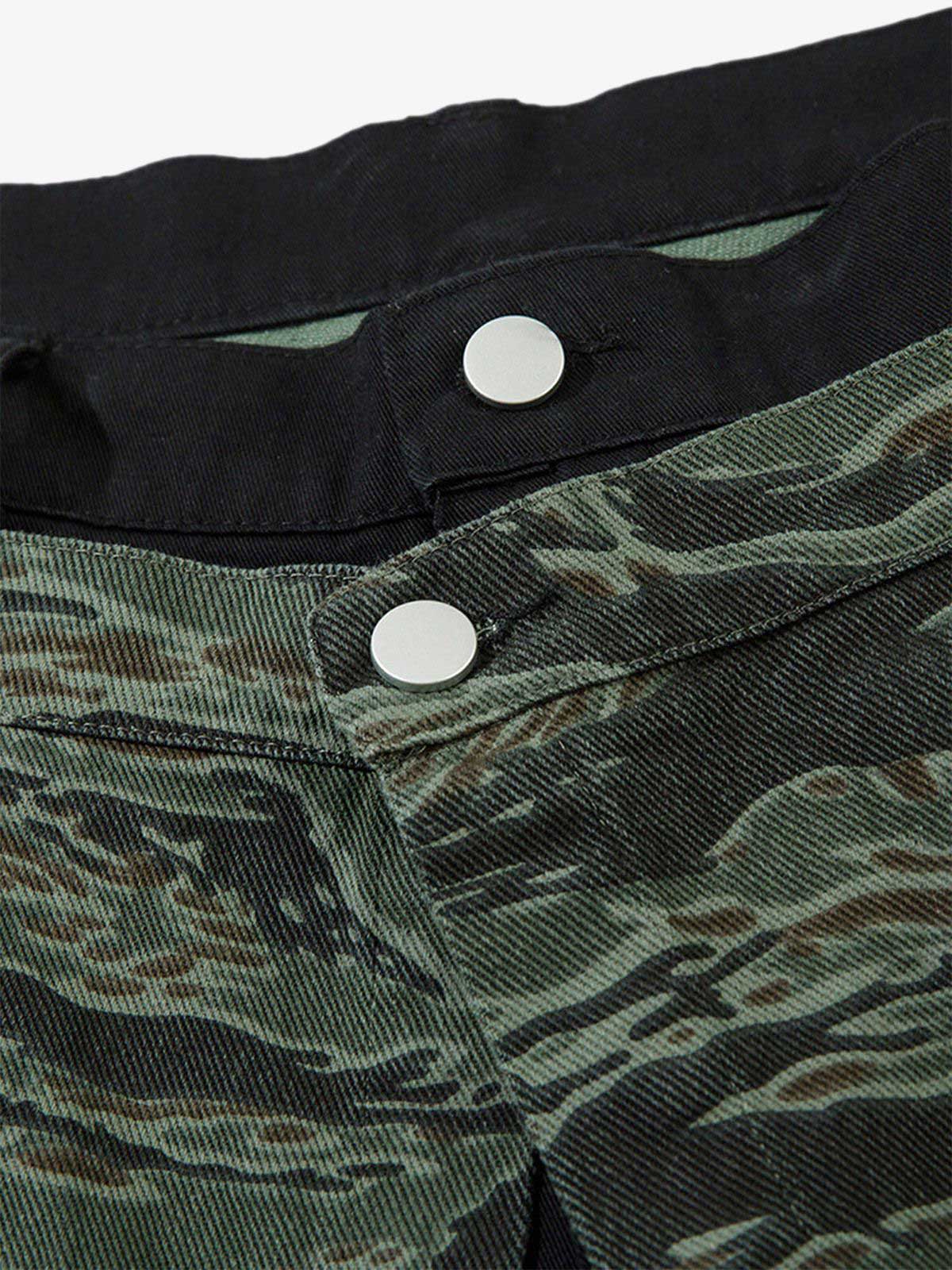 Thesupermade High Street Patchwork Camouflage Contrast Denim Jorts 