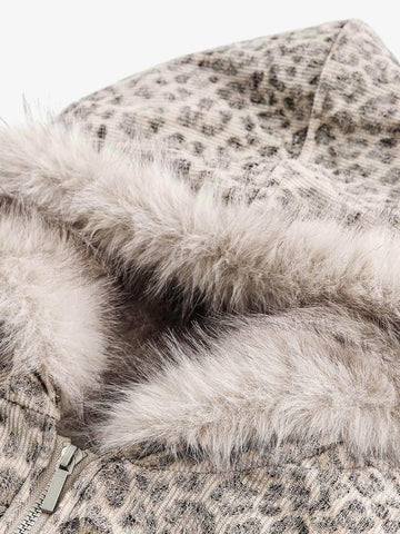 Cotton Cheetah Print Mink Fur Hooded Jacket - 2270 