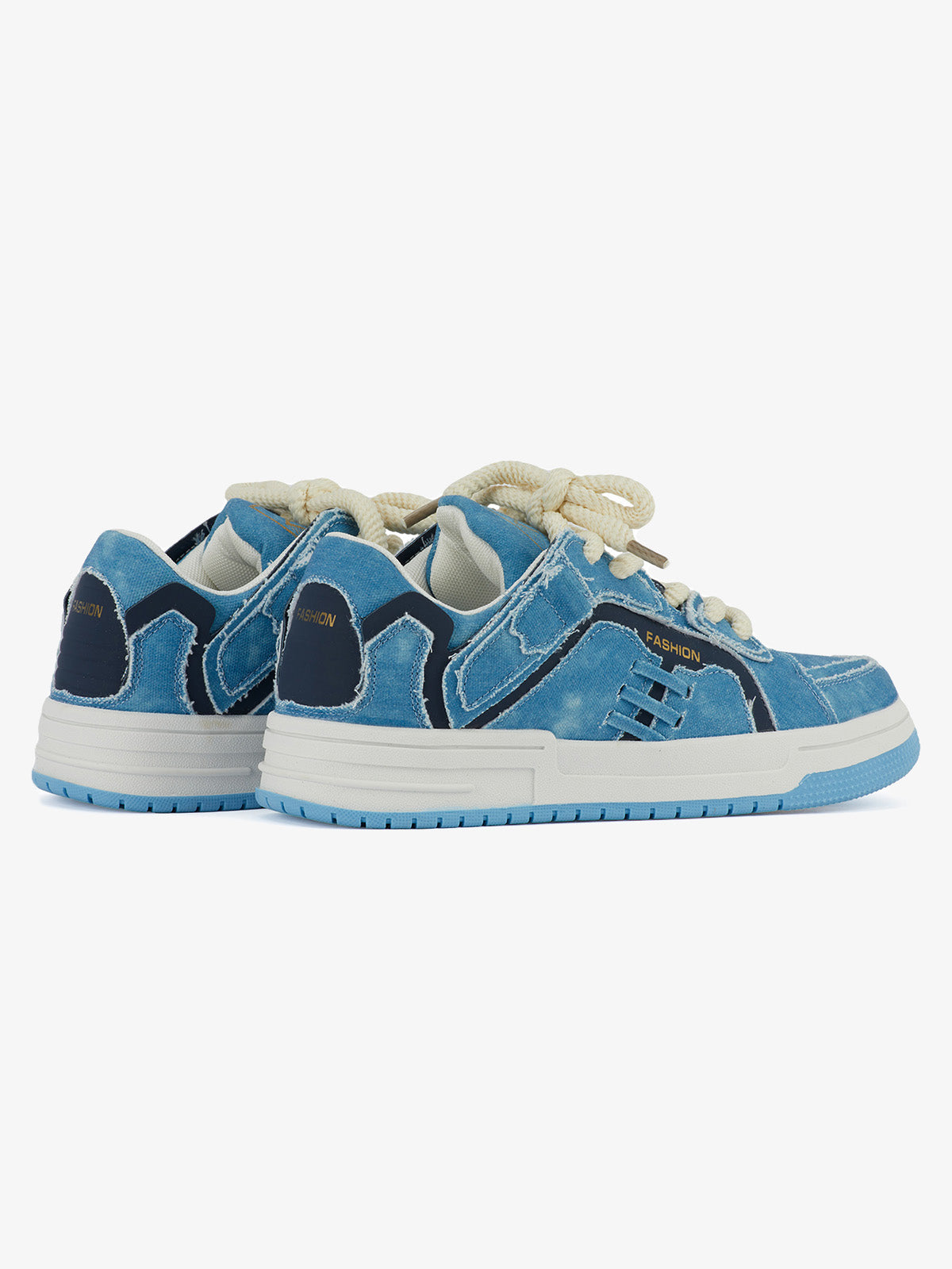 Shredded Denim Patchwork Sneakers 