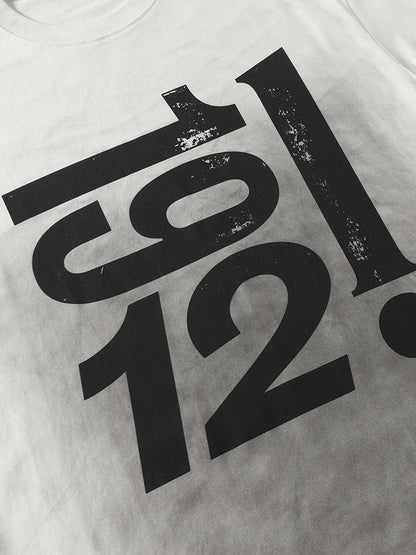 Heavy Washed Distressed Dirty Print Letter T-shirt 
