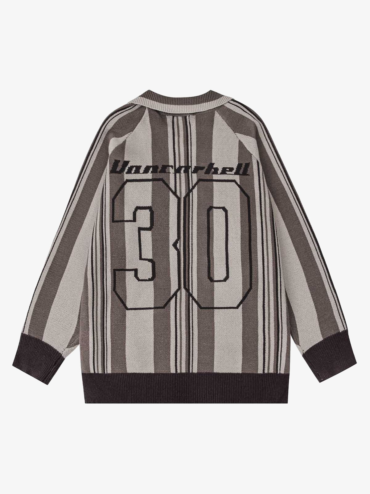 Thesupermade Striped Embroidered Knit Polo Sweater 