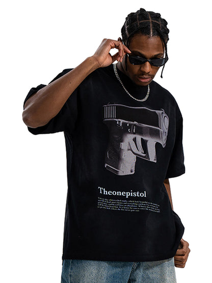 Graphic Gun Print T-Shirt - Bold Statement for Urban Style 