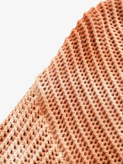 Gradient Ombre Knit  Crew Neck Sweater 