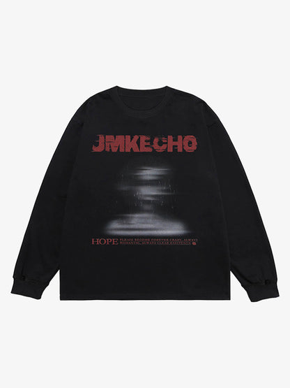 Thesupermade Blurred Silhouette Print Long Sleeve T-shirt 