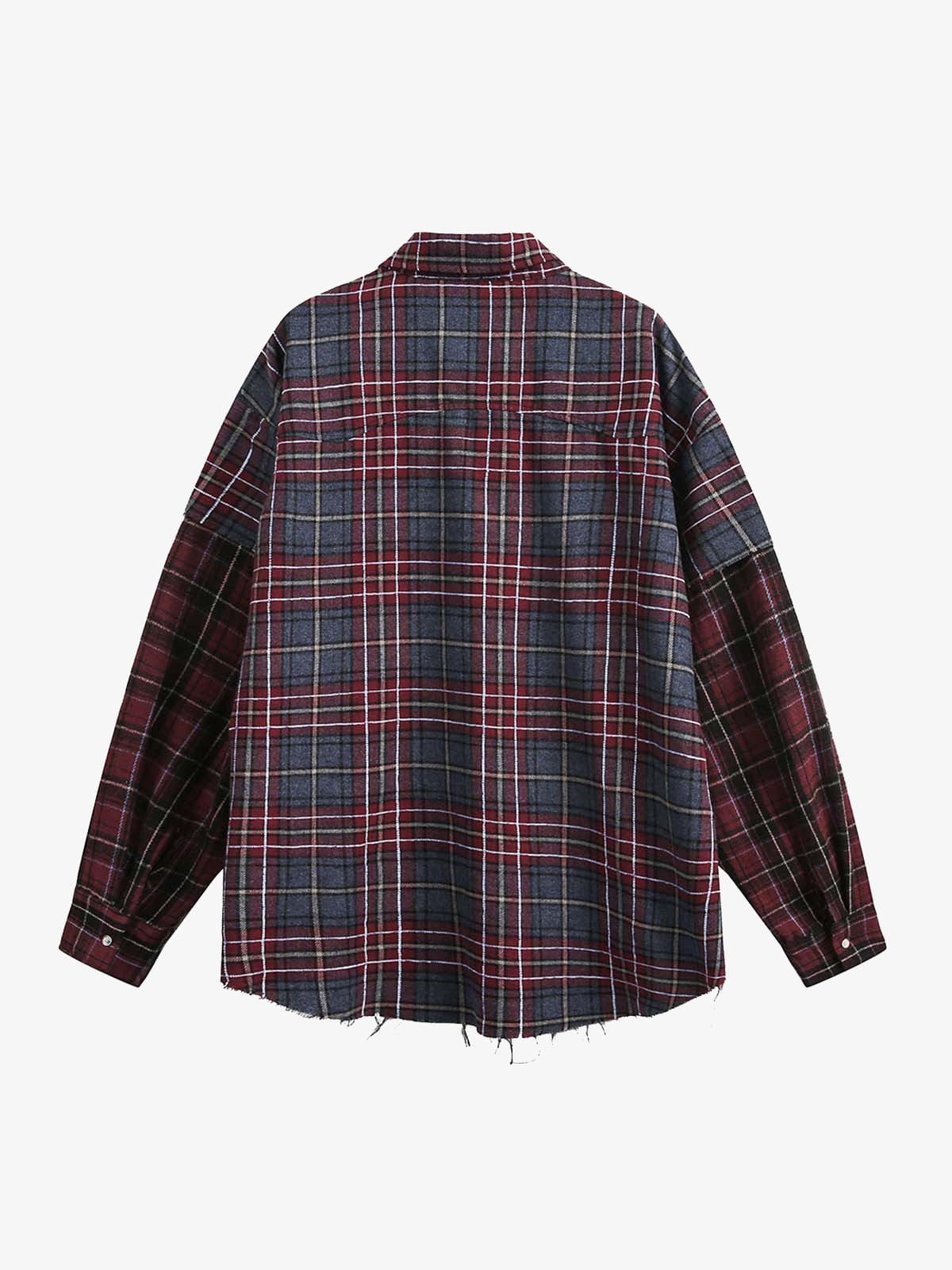 Retro Faux Two-Piece Plaid Shirt 
