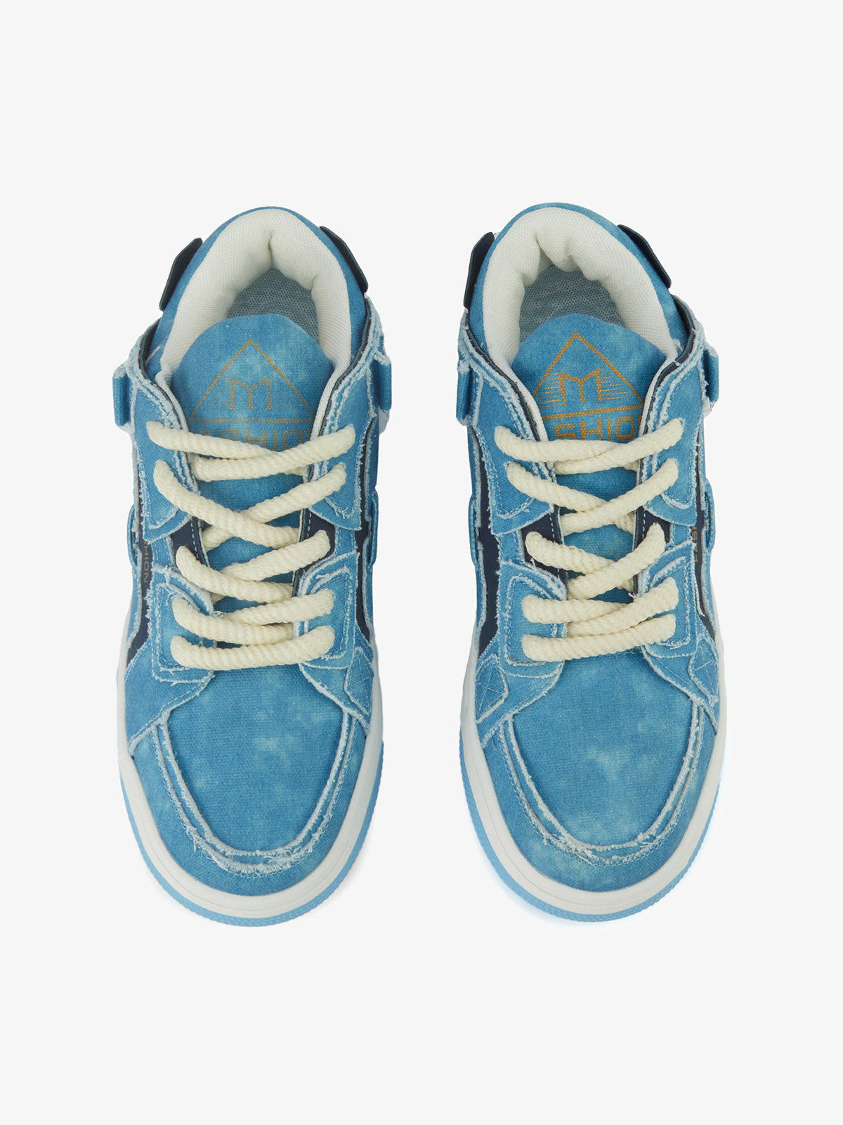 Shredded Denim Patchwork Sneakers 