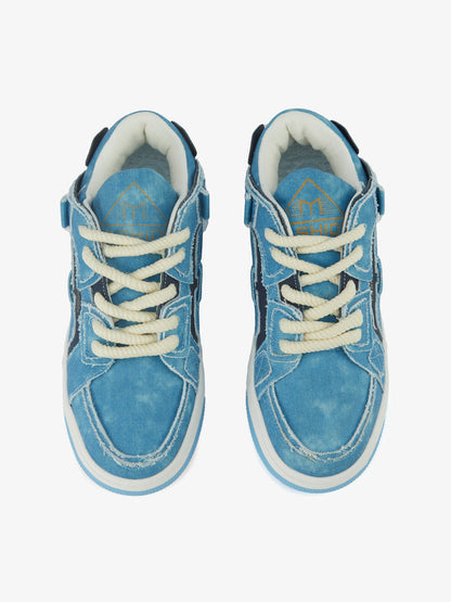 Shredded Denim Patchwork Sneakers 