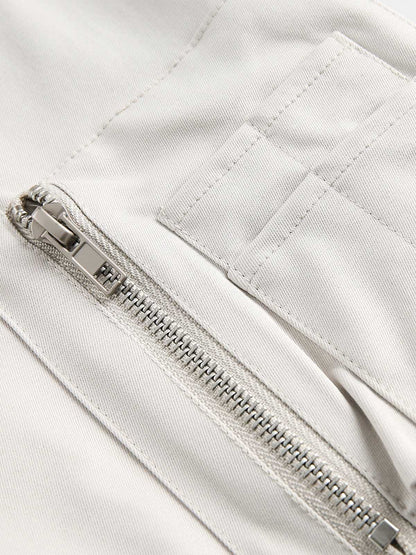 Faux Two-Piece Multi Pocket Spliced Hooded Bomber Jacket 