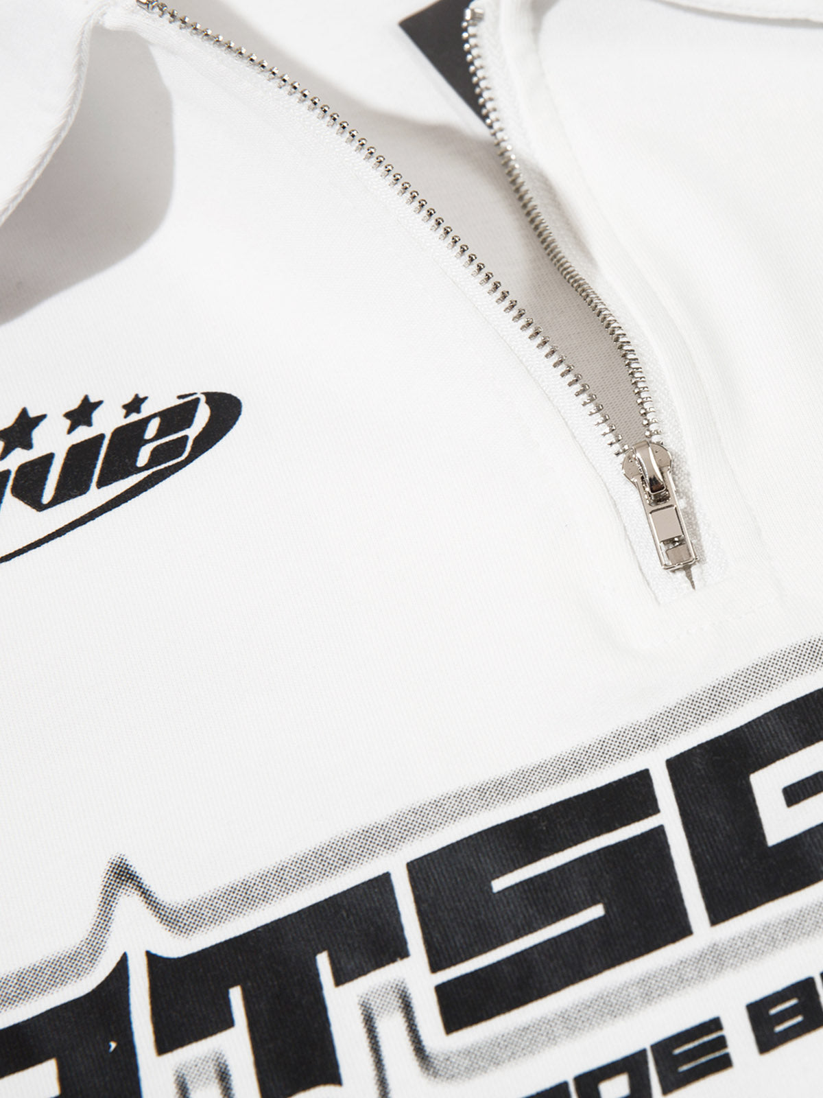 Thesupermade Star Color-Blocking Long Sleeve Quarter Zipper Shirt 