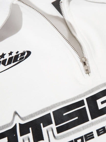 Thesupermade Star Color-Blocking Long Sleeve Quarter Zipper Shirt 