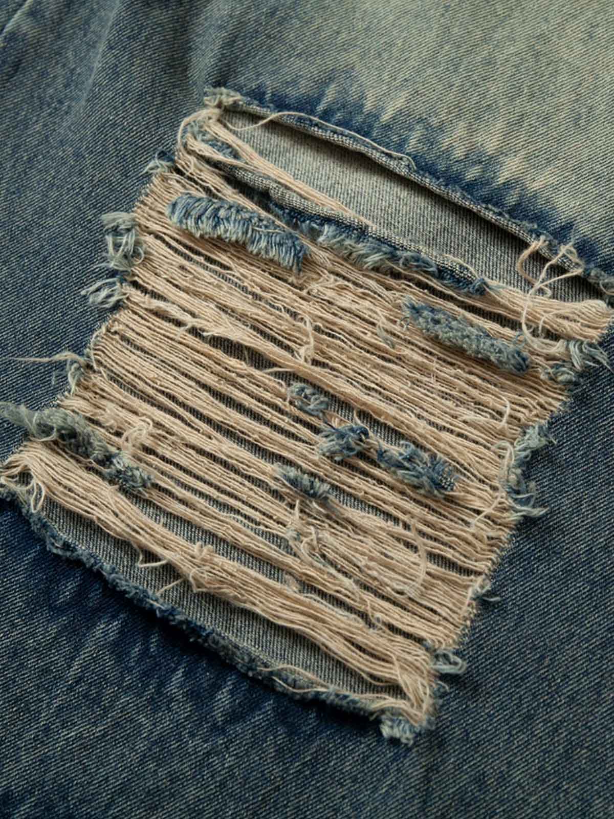 Camouflage Patchwork Workwear Straight Jeans 